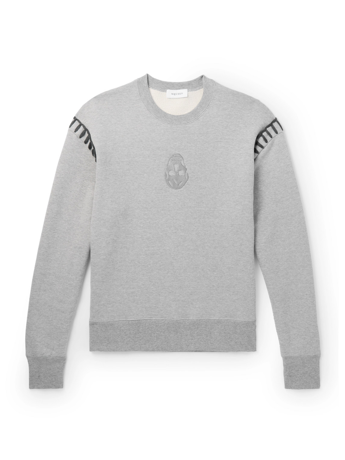 Alexander Mcqueen Logo-embroidered Cotton-jersey Sweatshirt In Gray