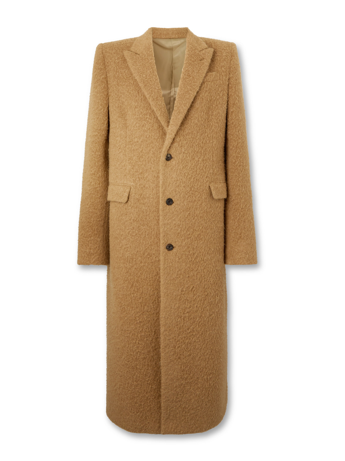 Alexander Mcqueen Brushed Llama-blend Coat In Brown