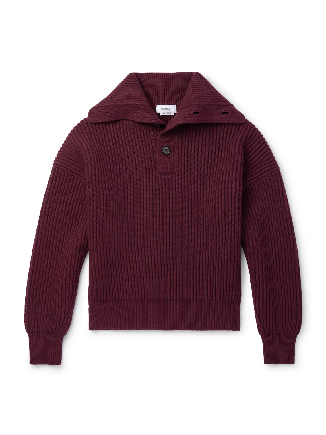 Ribbed Wool and Cashmere-Blend Half-Placket Sweater