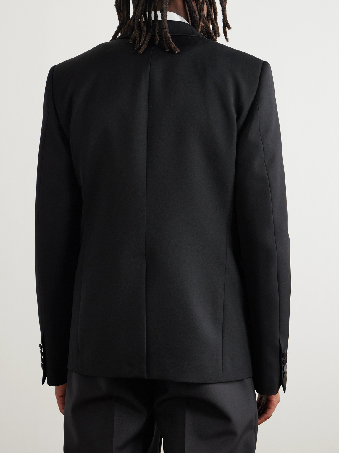 Alexander Mcqueen Slim-fit Silk-trimmed Grain De Poudre Wool Blazer In Black