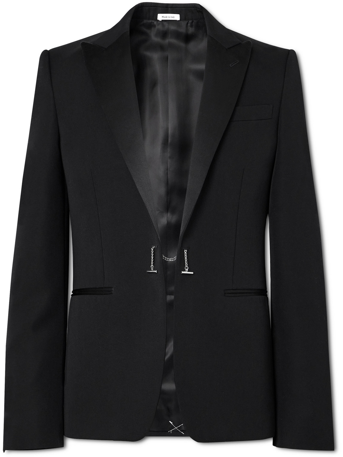 Alexander Mcqueen Slim-fit Silk-trimmed Grain De Poudre Wool Blazer In Black