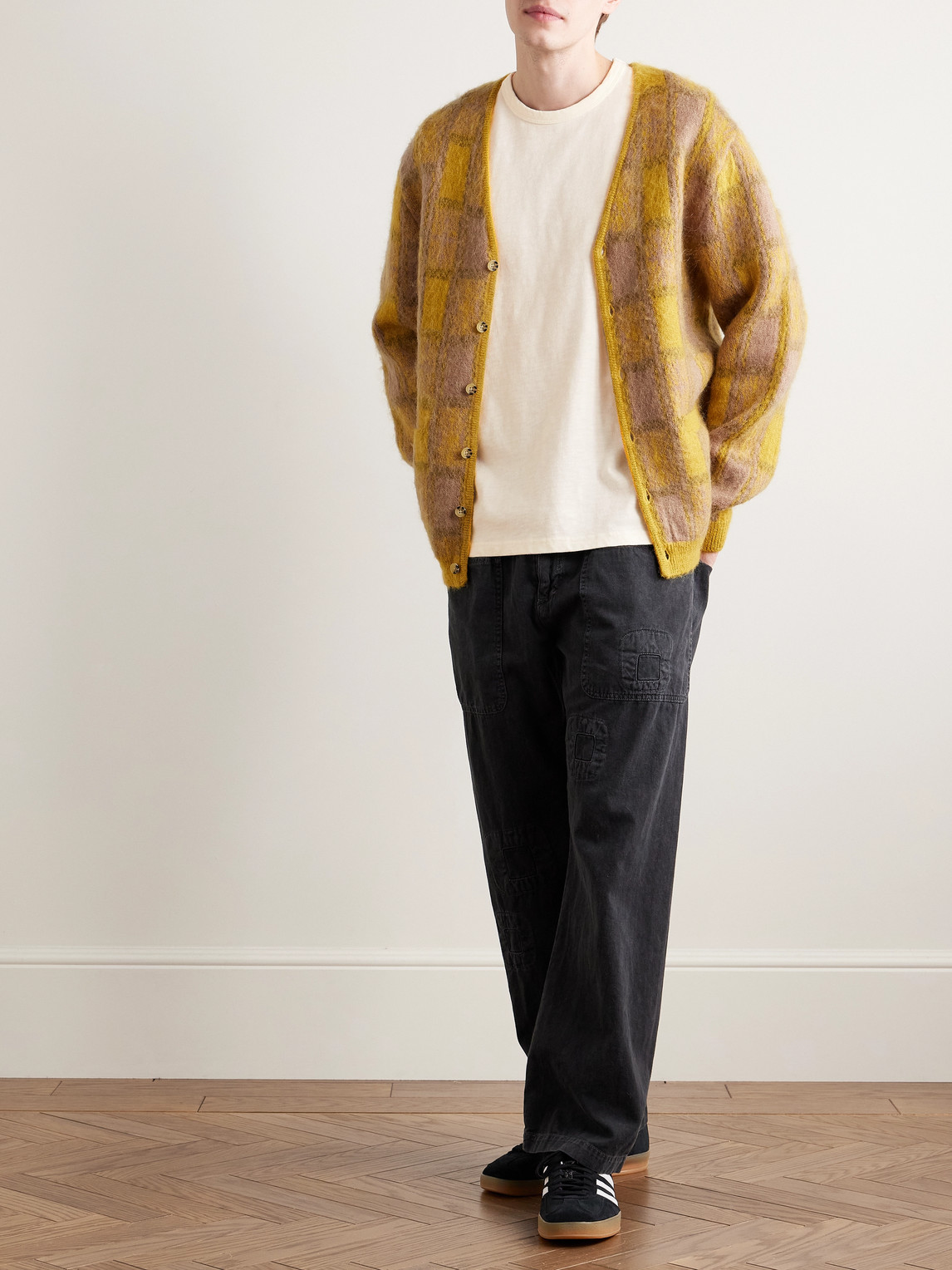 FOLK EMBROIDERED GARMENT-DYED SLUB COTTON-JERSEY T-SHIRT