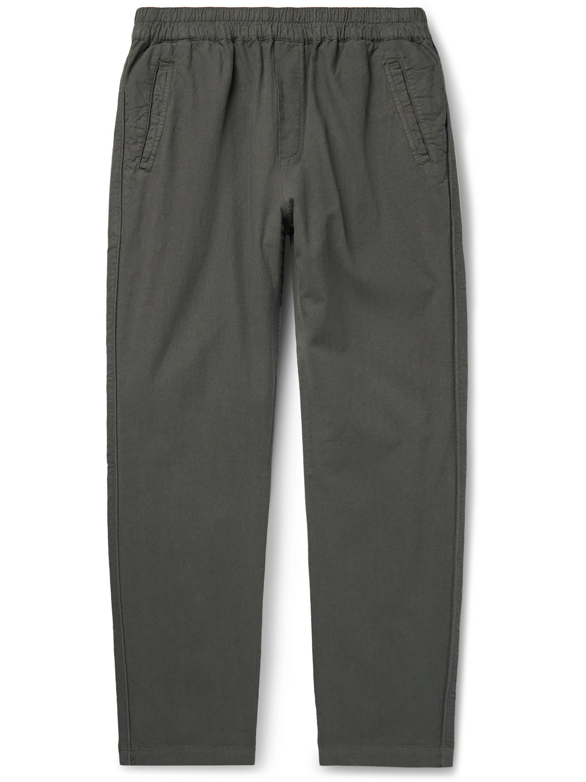 Folk Slim-fit Linen And Cotton-blend Trousers In Green