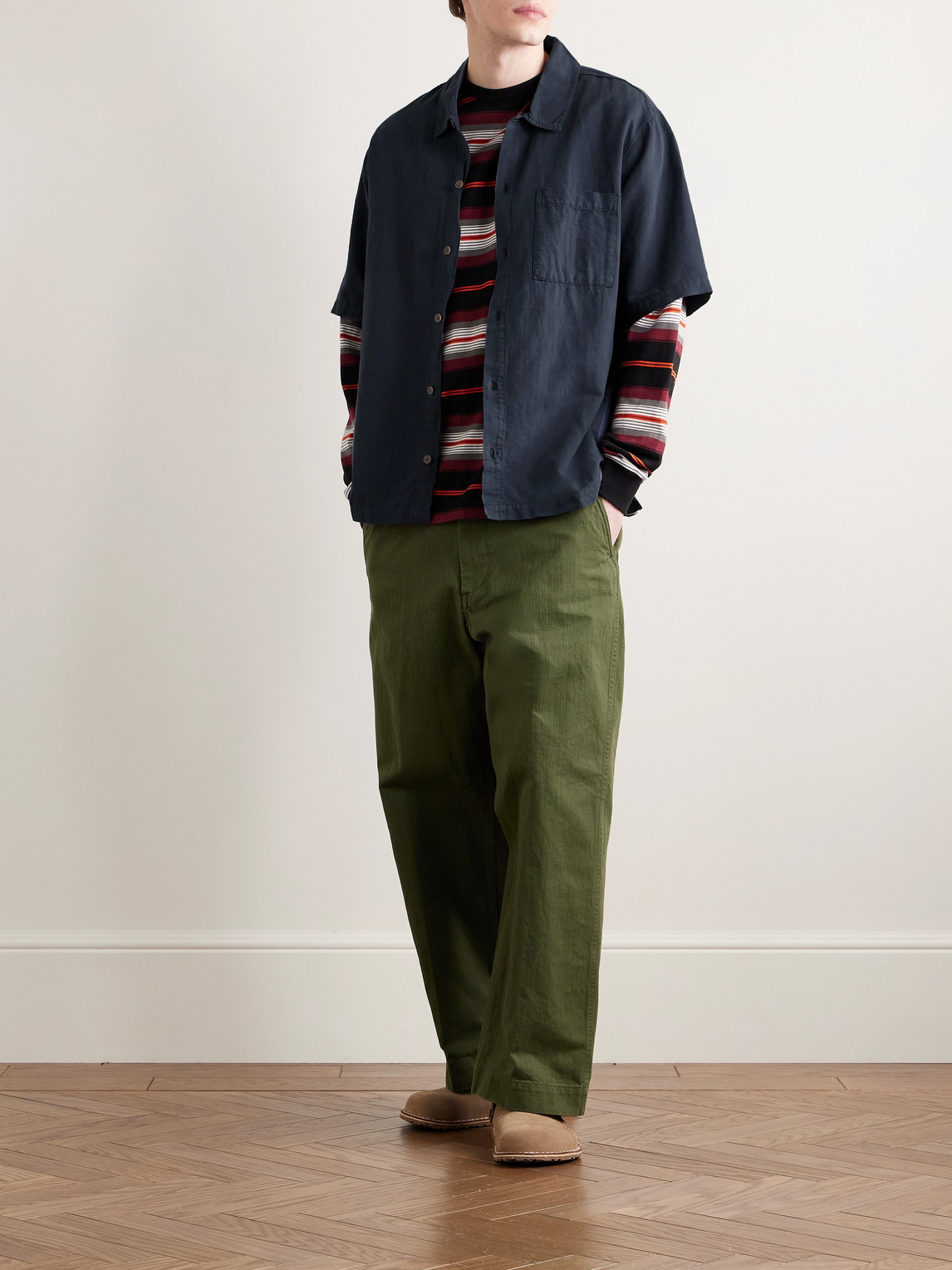 FOLK GABE LINEN AND COTTON-BLEND SHIRT