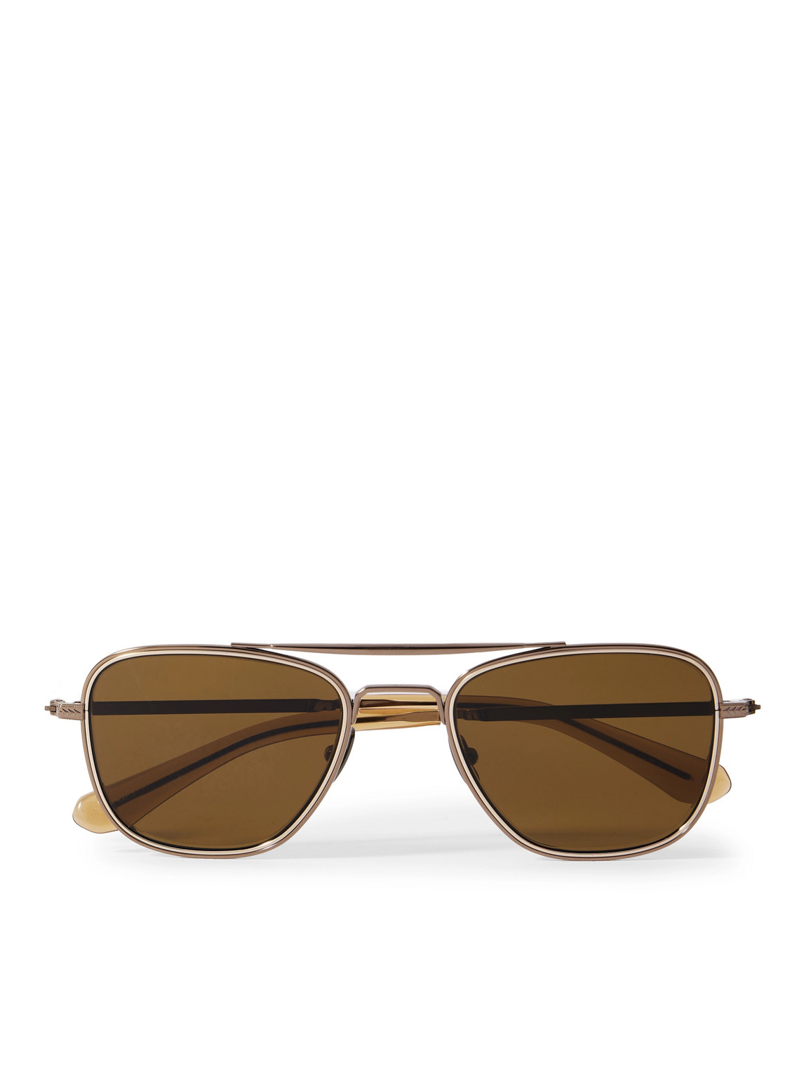 Mr Leight Navigator S Aviator-style Metal Sunglasses In Brown
