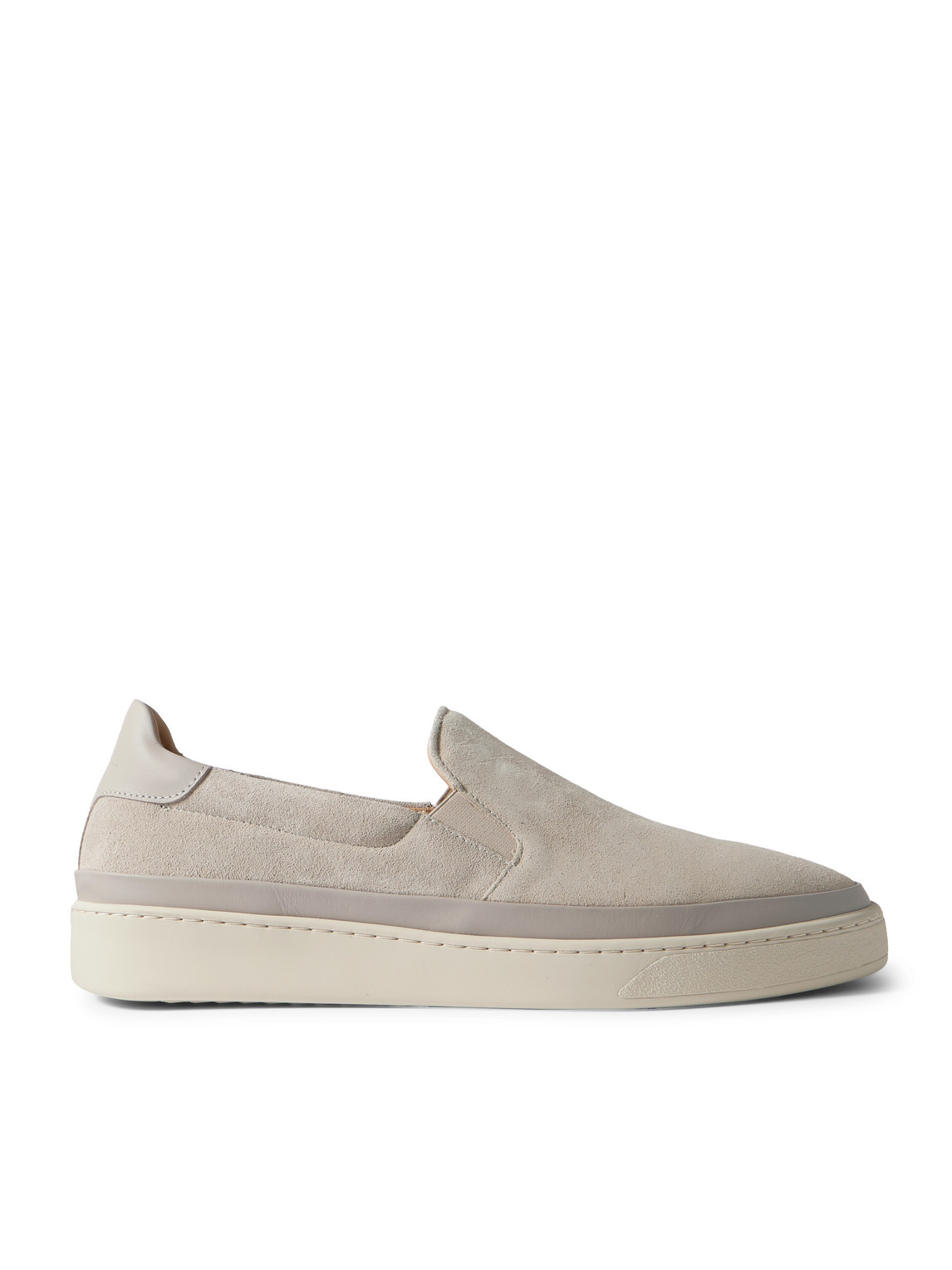 Mulo Leather-trimmed Suede Slip-on Sneakers In Neutrals