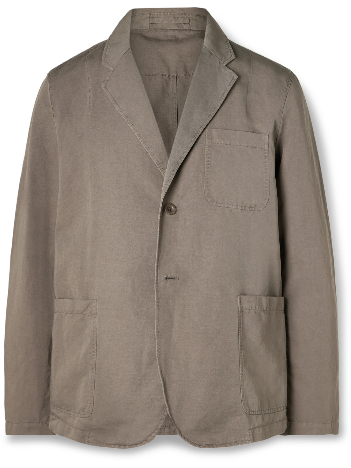 Unstructured Garment-Dyed Organic Cotton and Linen-Blend Suit Jacket