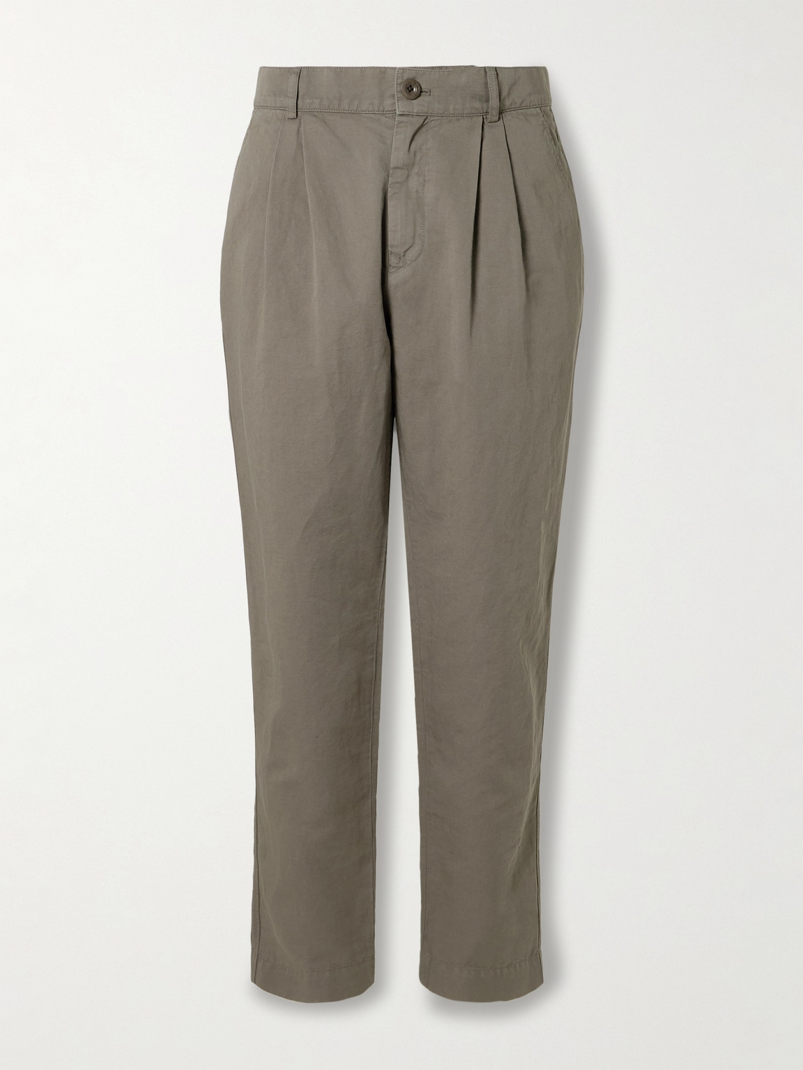 Steve Slim-Fit Pleated Organic Cotton and Linen-Blend Twill Trousers