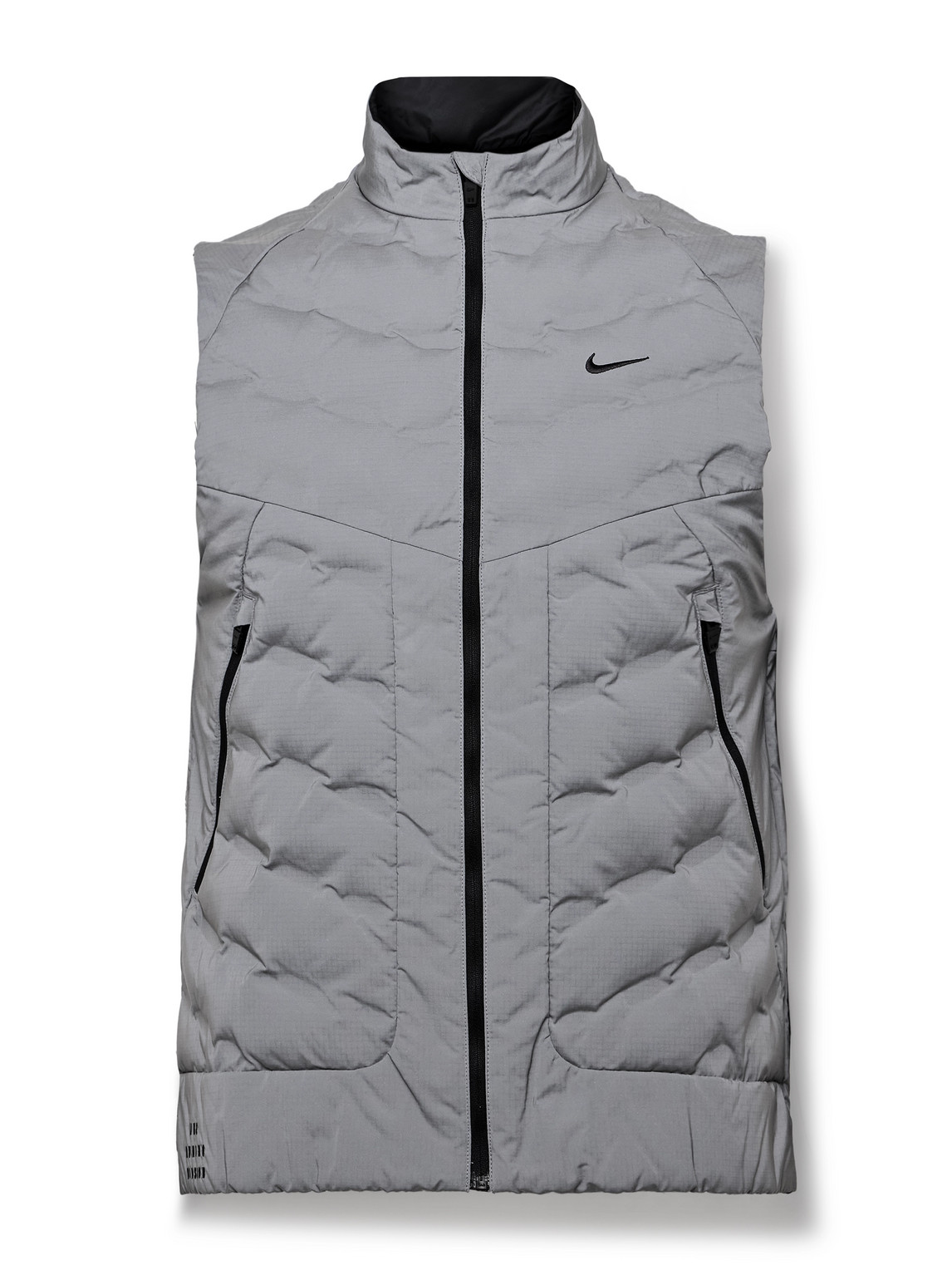 Nike Repel Logo-print Quilted Therma-fit Adv Aeroloft Gilet In Gray
