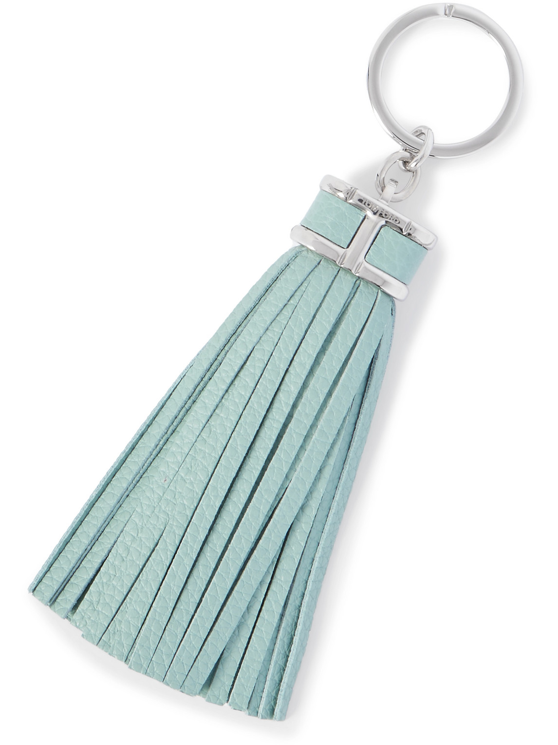Tasselled Full-Grain Leather and Silver-Tone Key Fob