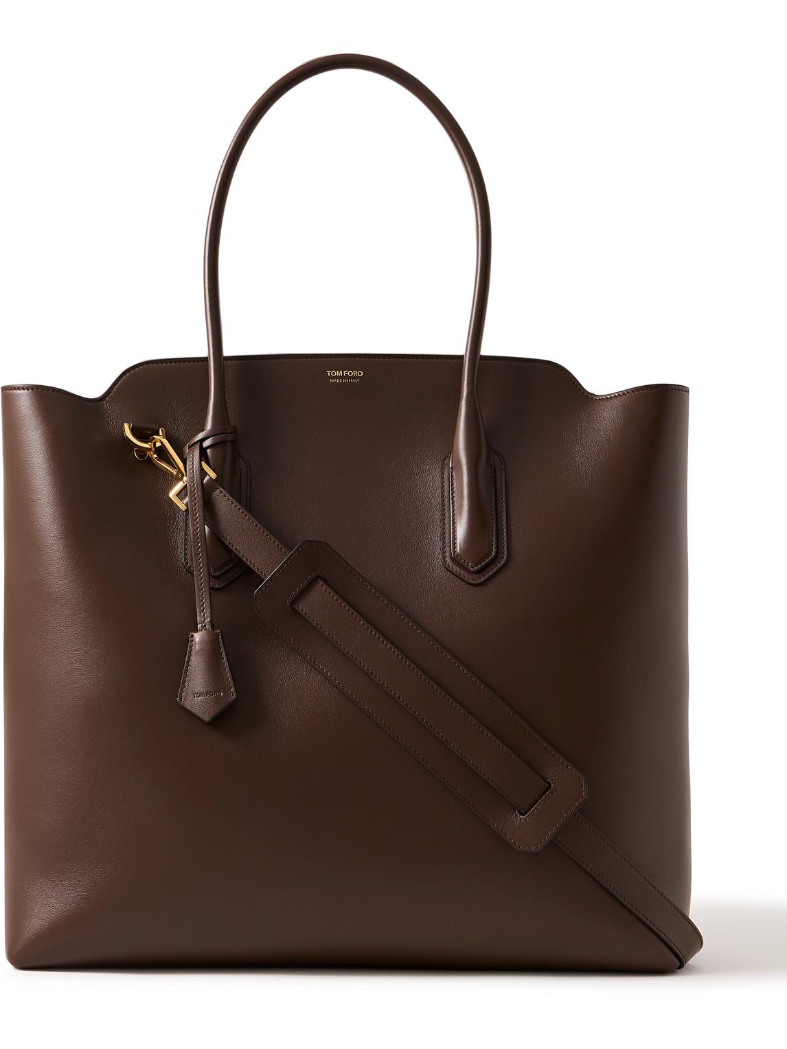 Tom Ford Alexander North South Leather Tote Bag In Brown