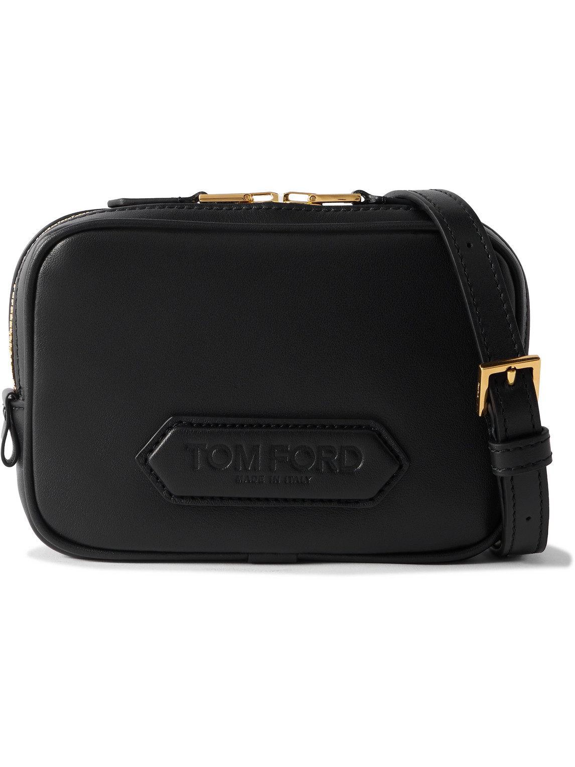 Tom Ford Leather Messenger Bag In Black