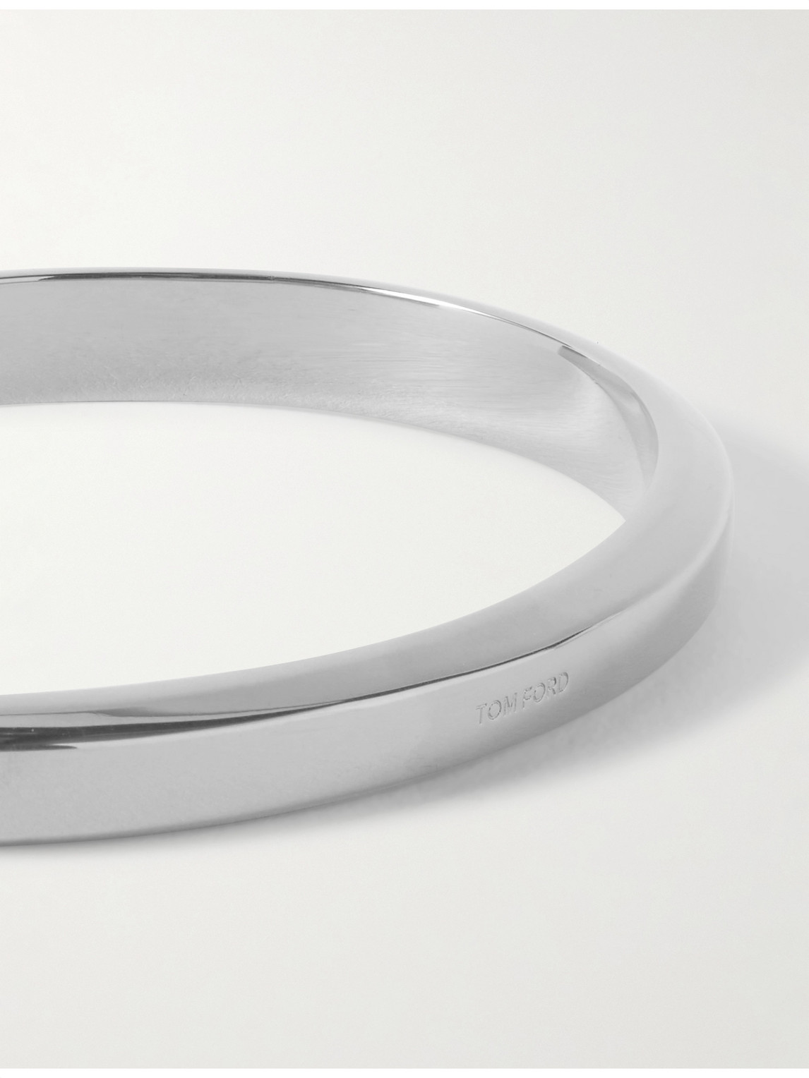 Tom Ford Logo-engraved Burnished Silver-tone Cuff In Silver