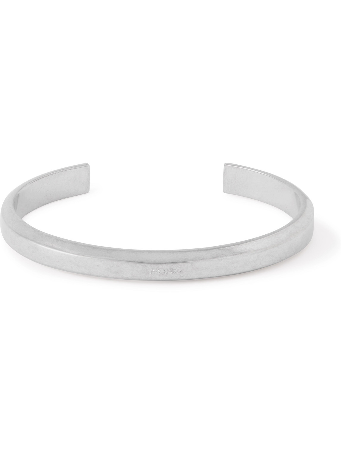 Tom Ford Logo-engraved Burnished Silver-tone Cuff In Silver