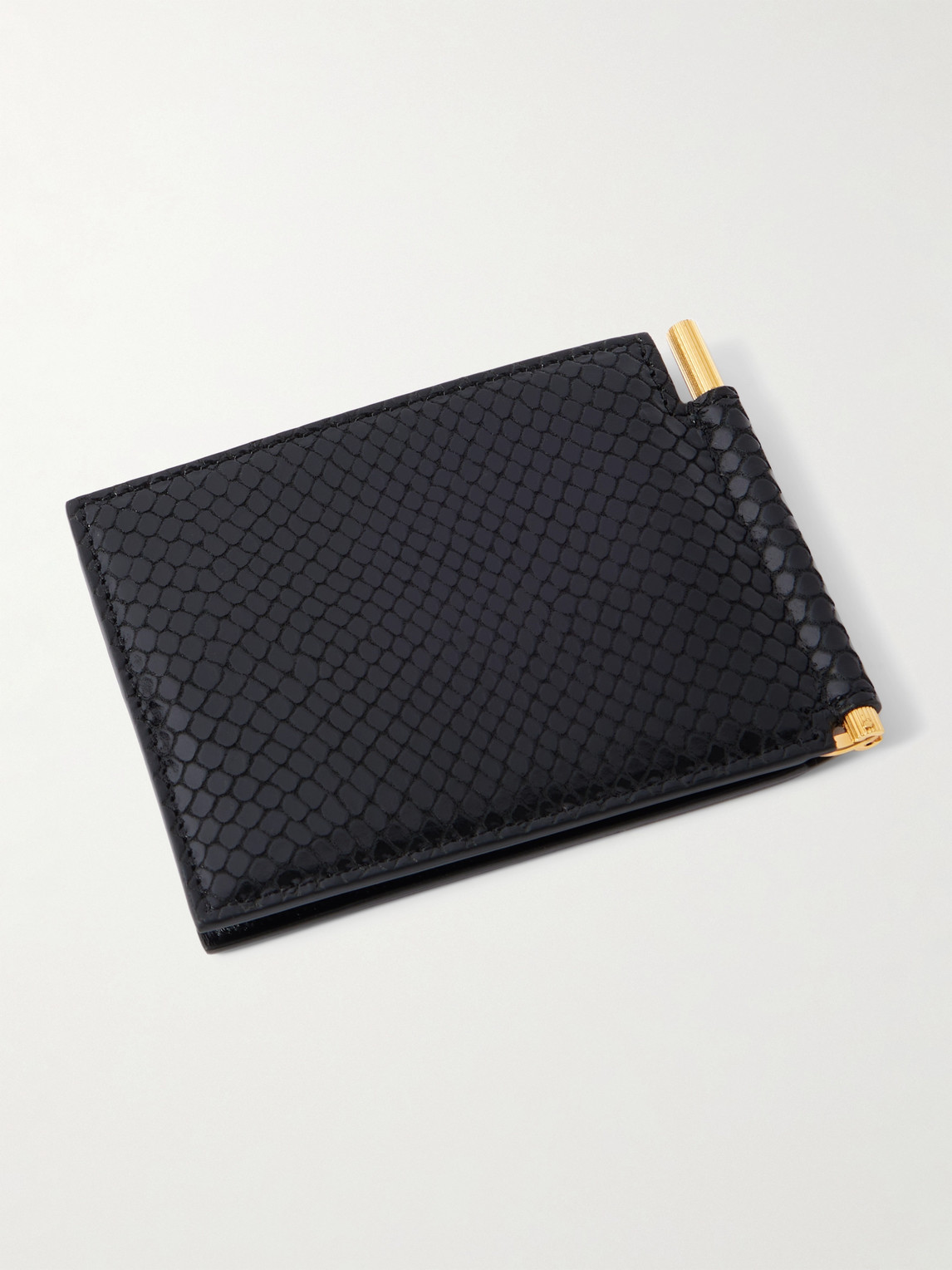 Tom Ford Snake-effect Leather Billfold Wallet In Black