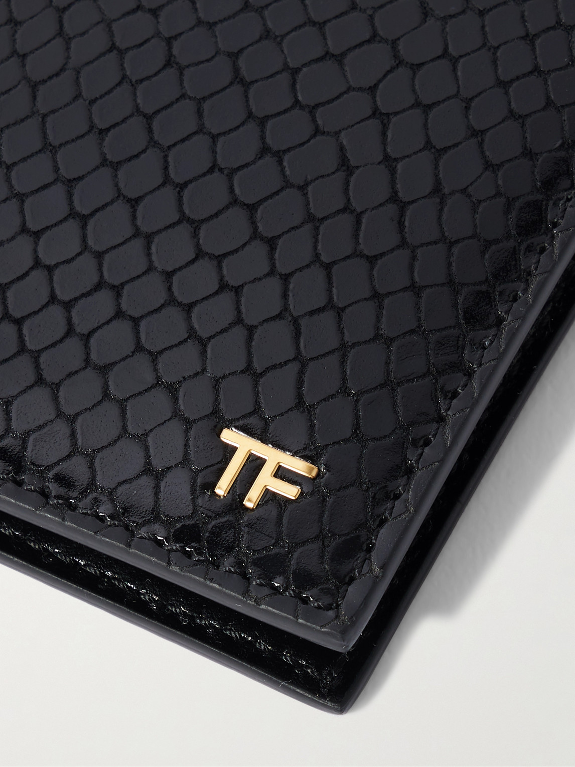 Tom Ford Snake-effect Leather Billfold Wallet In Black