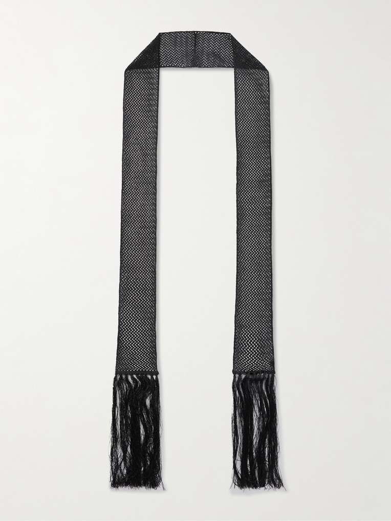 Tom Ford — Fringed Crystal-Embellished Crocheted Scarf