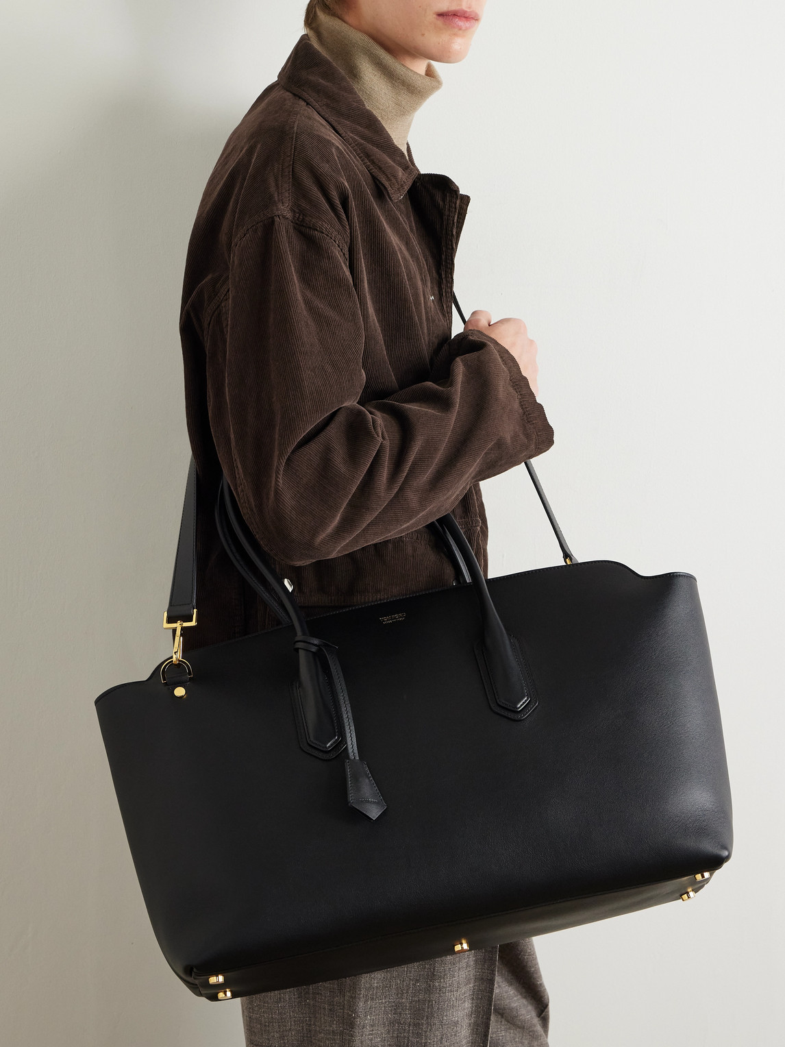 Tom Ford Alexander East West Leather Tote Bag In Black