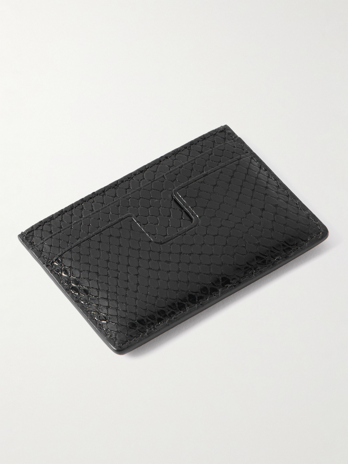 Tom Ford Snake-effect Leather Cardholder In Black