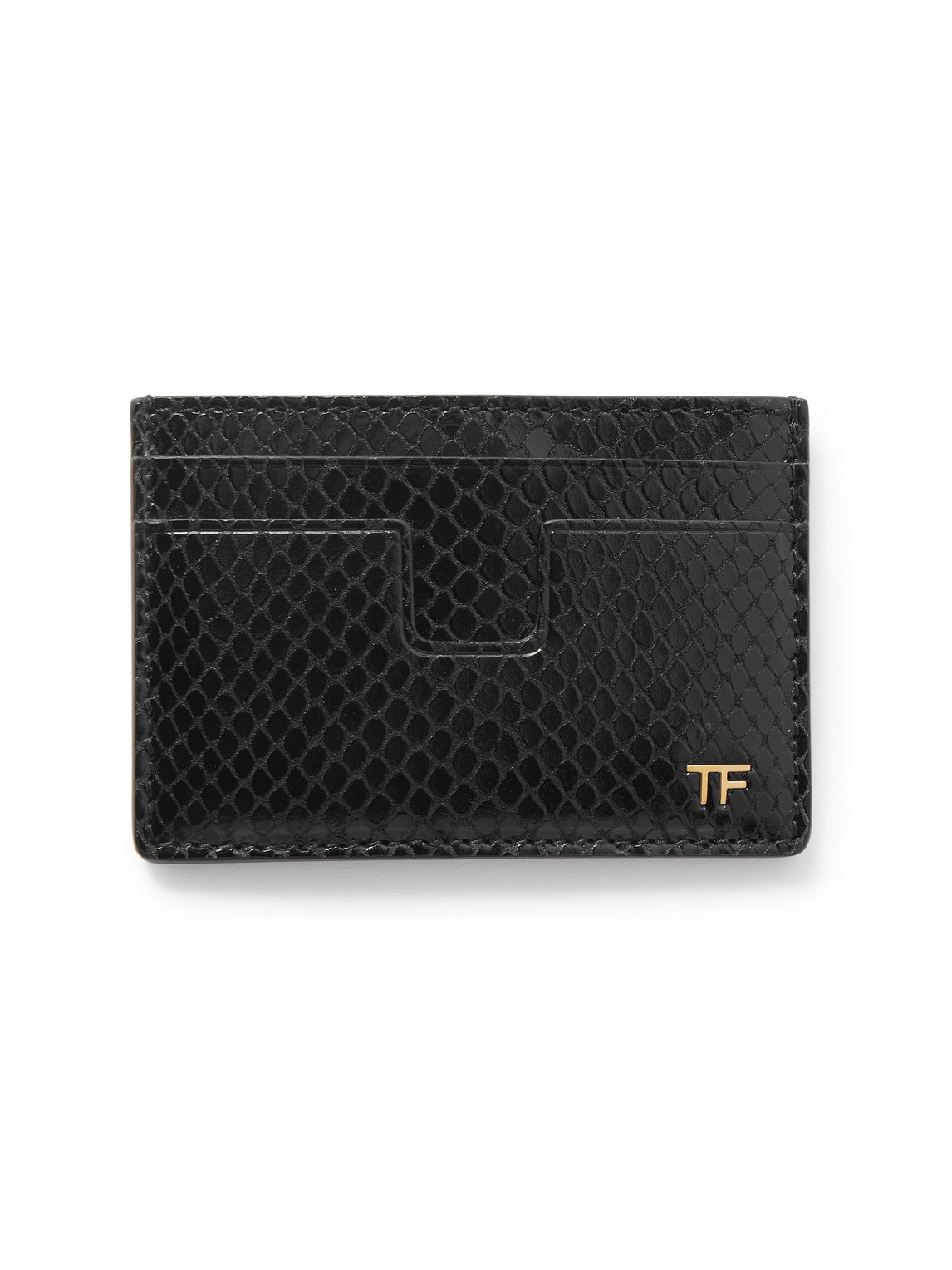 Tom Ford Snake-effect Leather Cardholder In Black