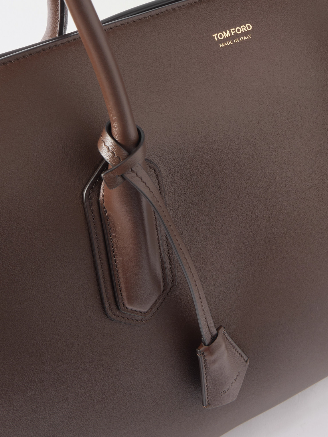 Shop Tom Ford Alexander East West Leather Tote Bag In Brown