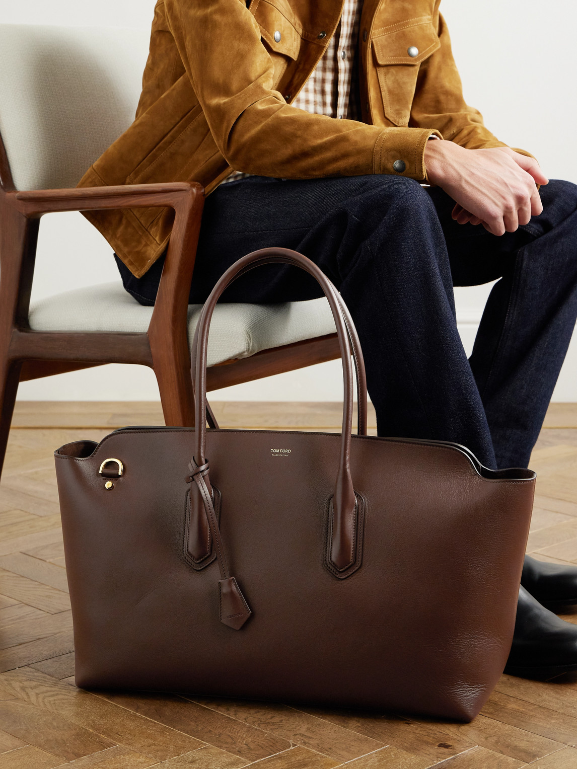 TOM FORD ALEXANDER EAST WEST LEATHER TOTE BAG