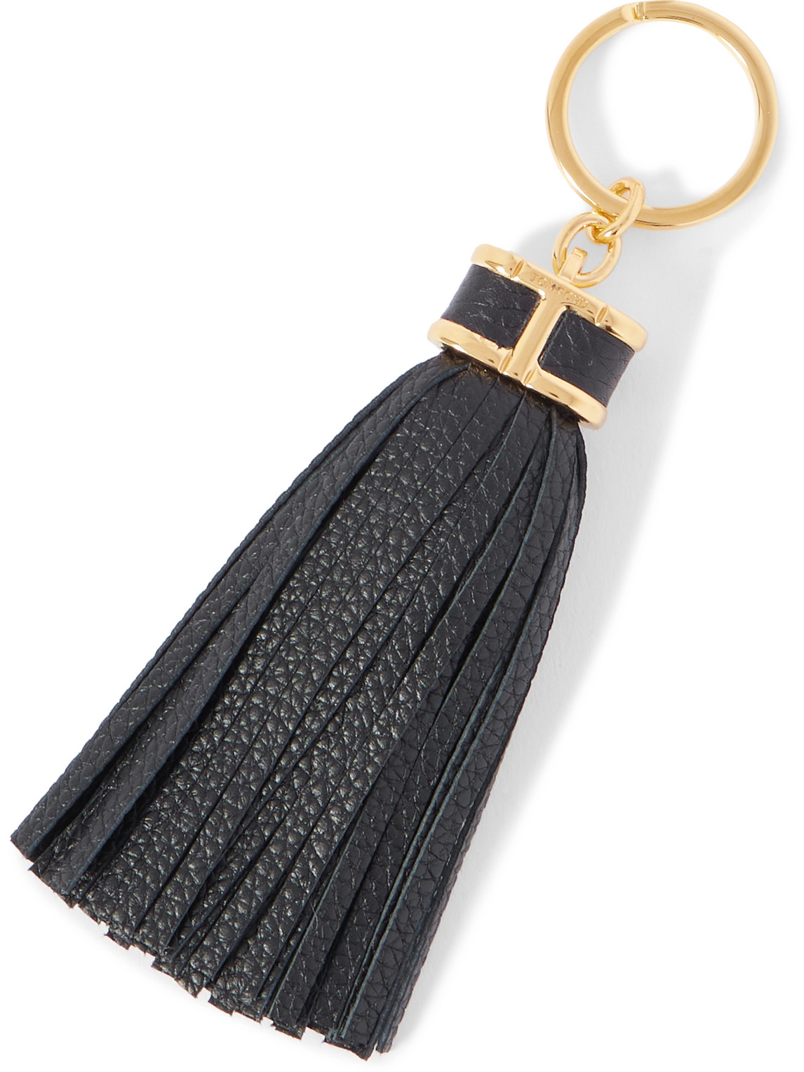 Tasselled Full-Grain Leather and Gold-Tone Key Fob