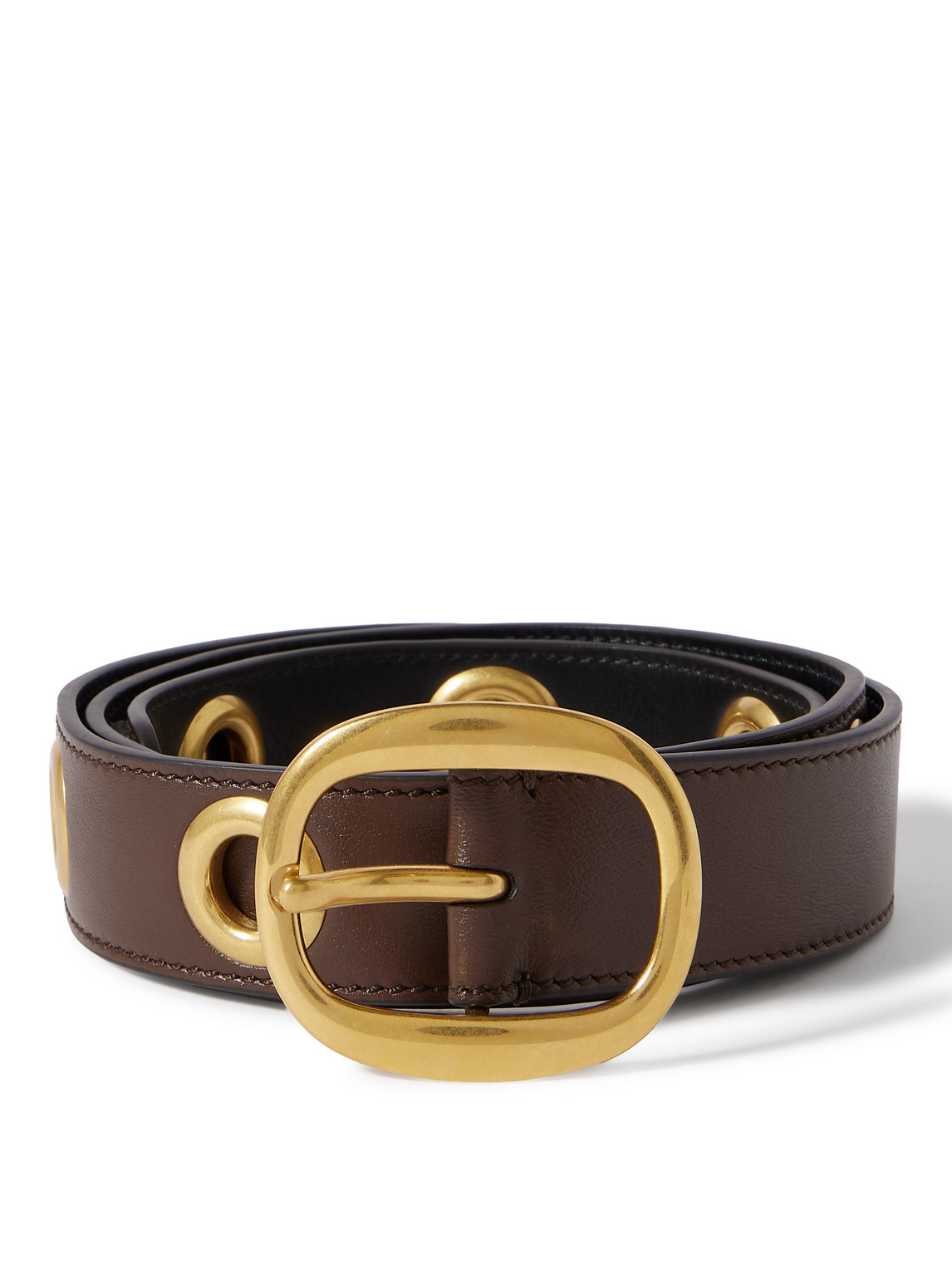 Tom Ford 3cm Eyelet-embellished Leather Belt In Brown