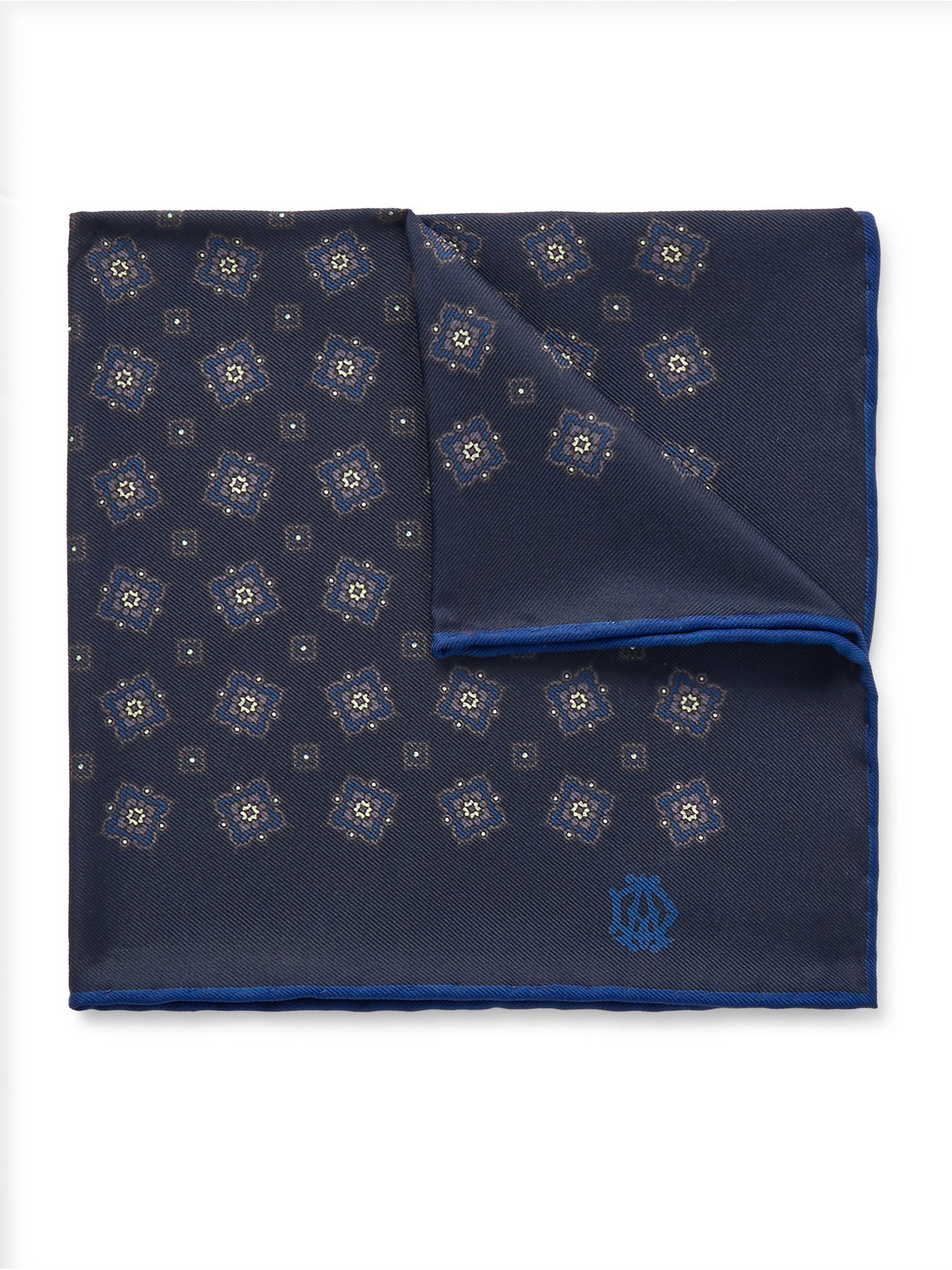 Dunhill Printed Silk-twill Scarf In Blue