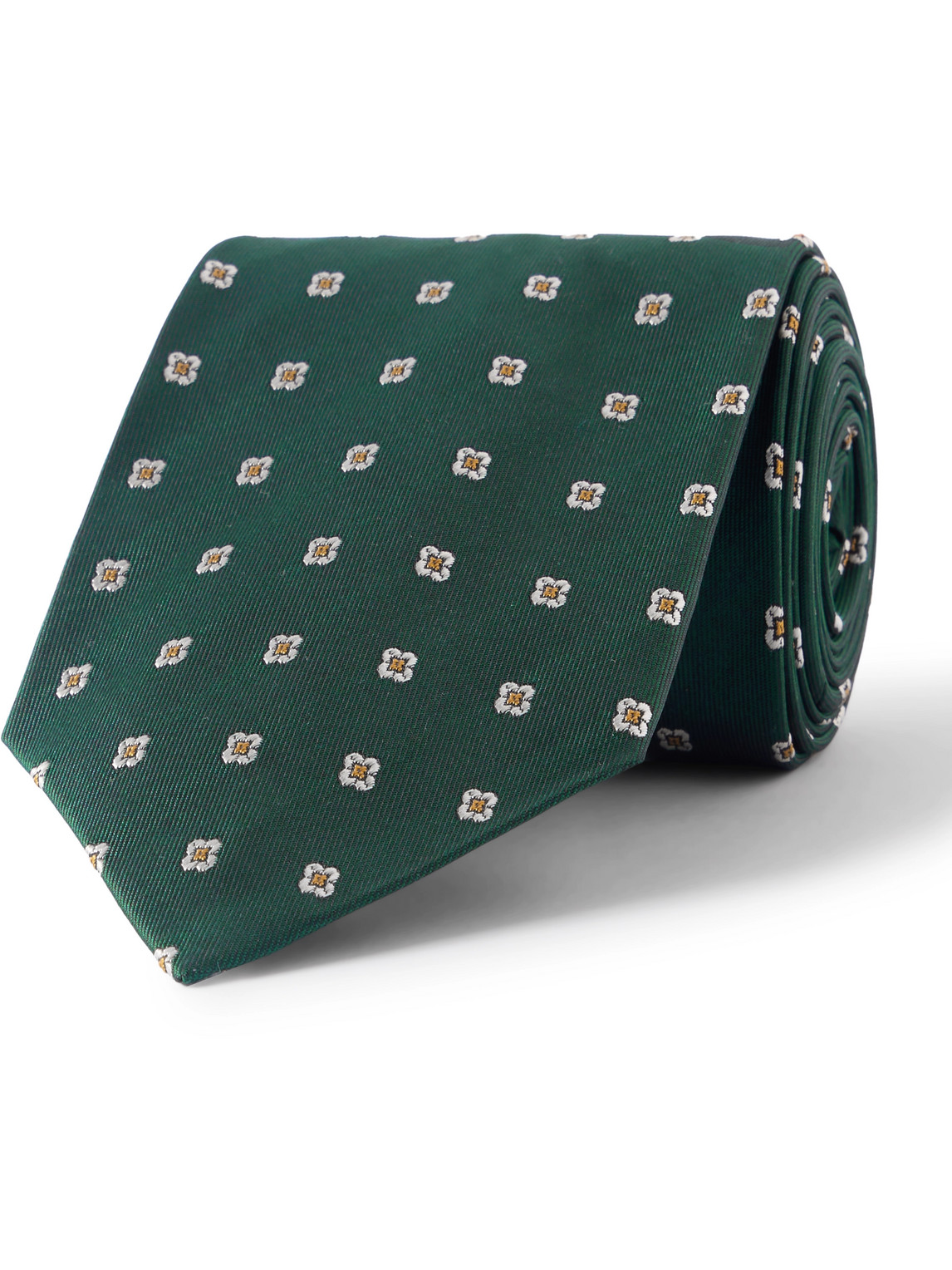 Dunhill 9.5cm Floral Silk-jacquard Tie In Green