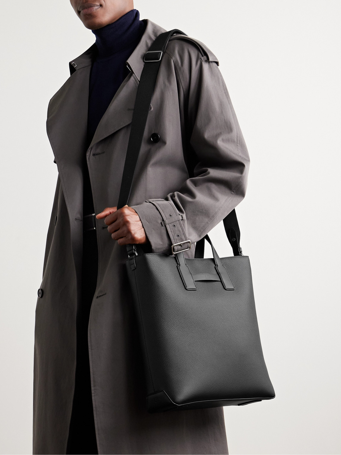 DUNHILL 1893 HARNESS NORTH SOUTH FULL-GRAIN LEATHER TOTE BAG 