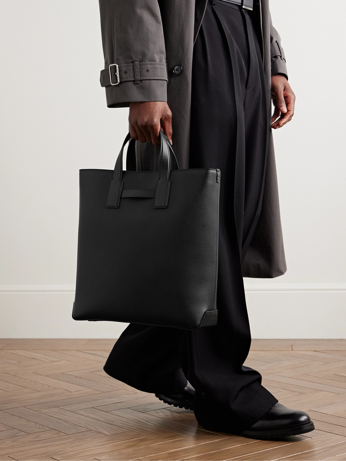 DUNHILL 1893 HARNESS NORTH SOUTH FULL-GRAIN LEATHER TOTE BAG 