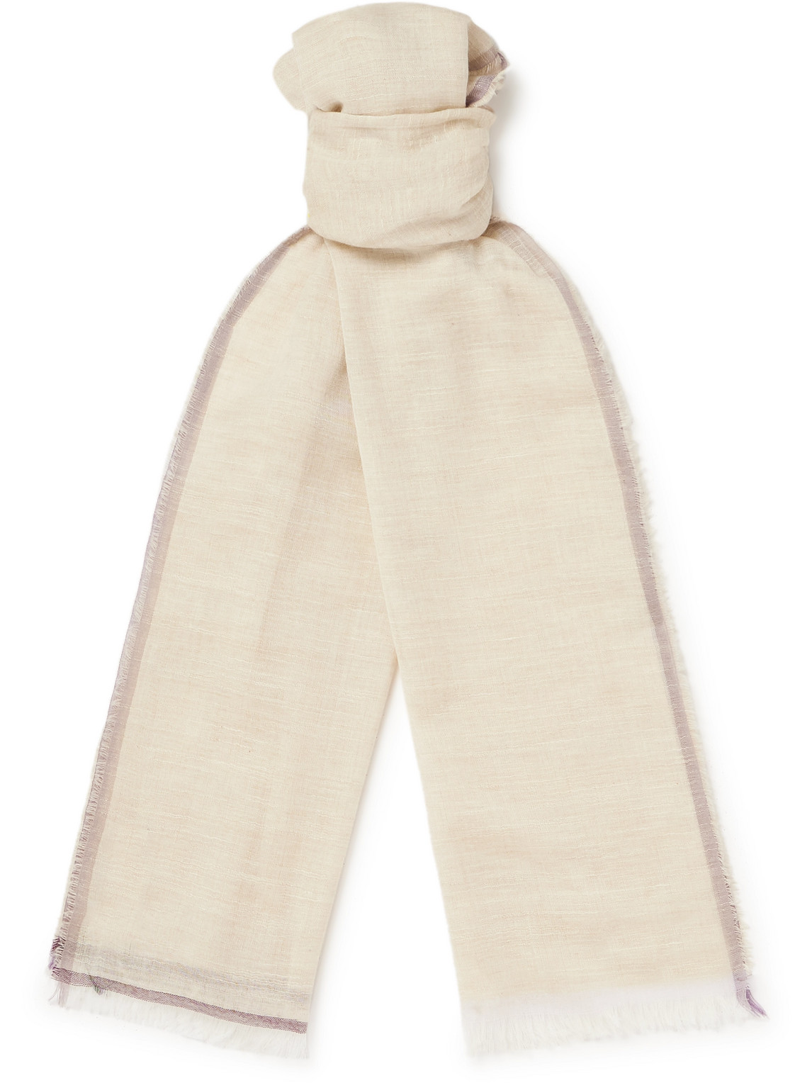 Johnstons Of Elgin Frayed Cotton And Wool-blend Gauze Scarf In Neutrals