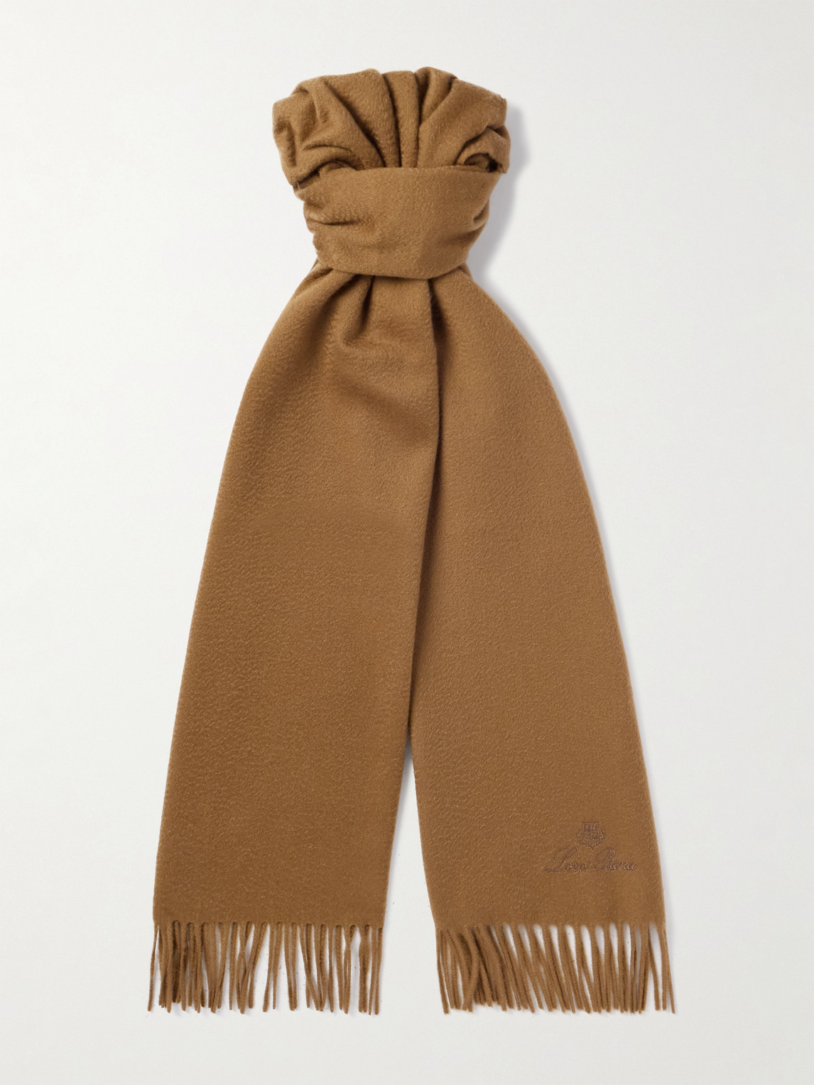 Loro Piana Logo-Embroidered Fringed Cashmere Scarf - Men