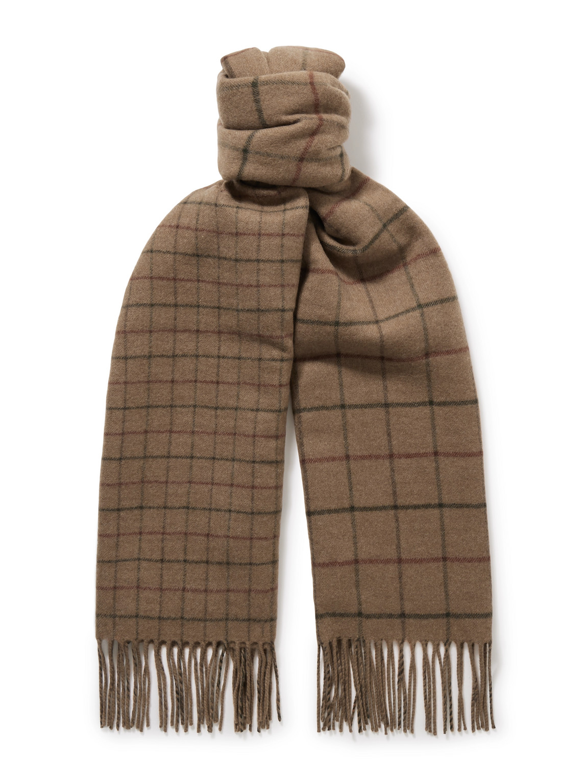 Loro Piana Double Belt Fringed Checked Cashmere Scarf