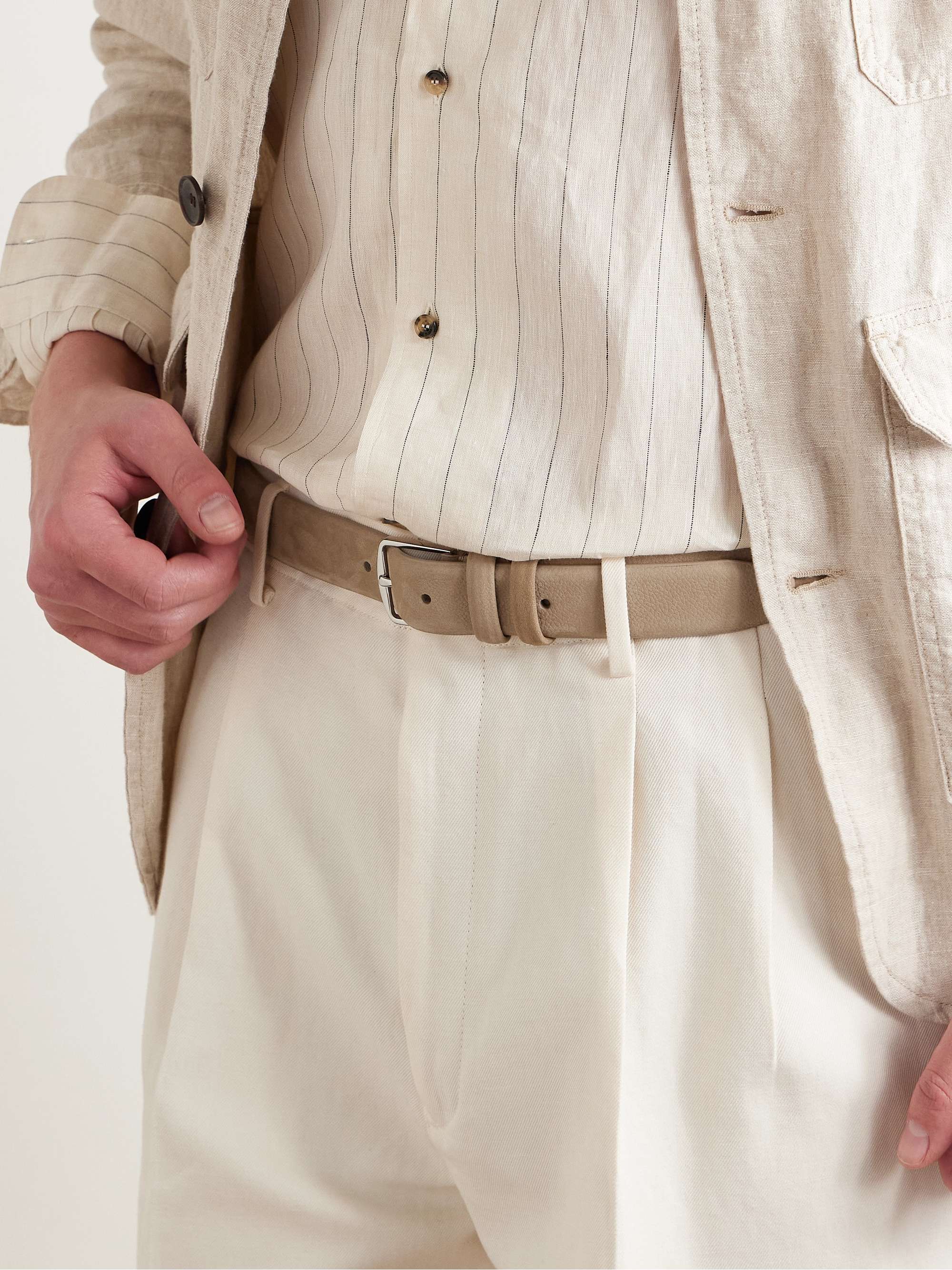 LORO PIANA 3cm Nubuck Belt