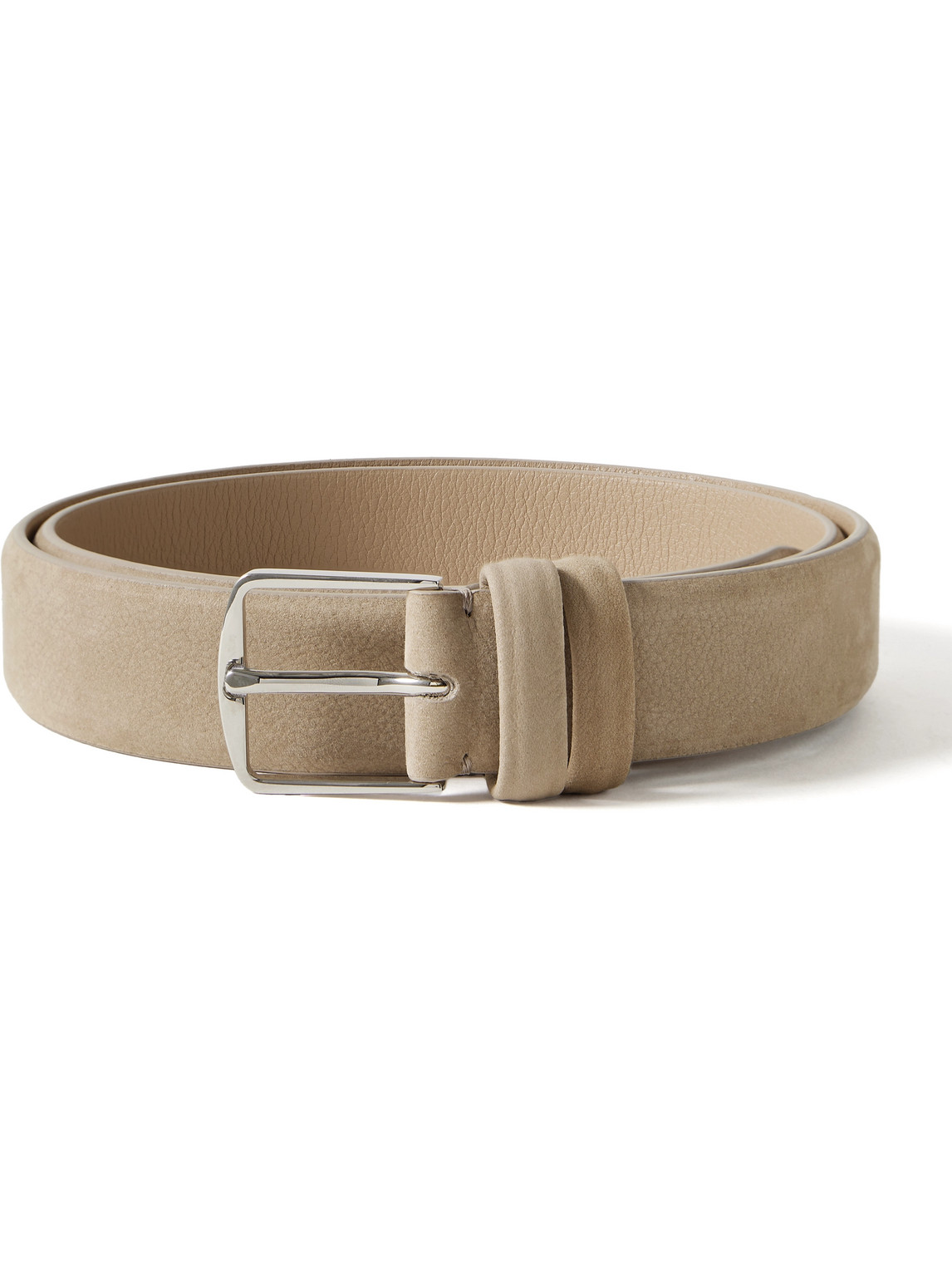 Loro Piana Alsavel 3cm Full-grain Nubuck Belt In Neutrals