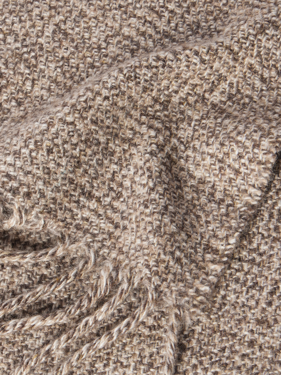 Loro Piana Fringed Cashmere-tweed Scarf In Brown