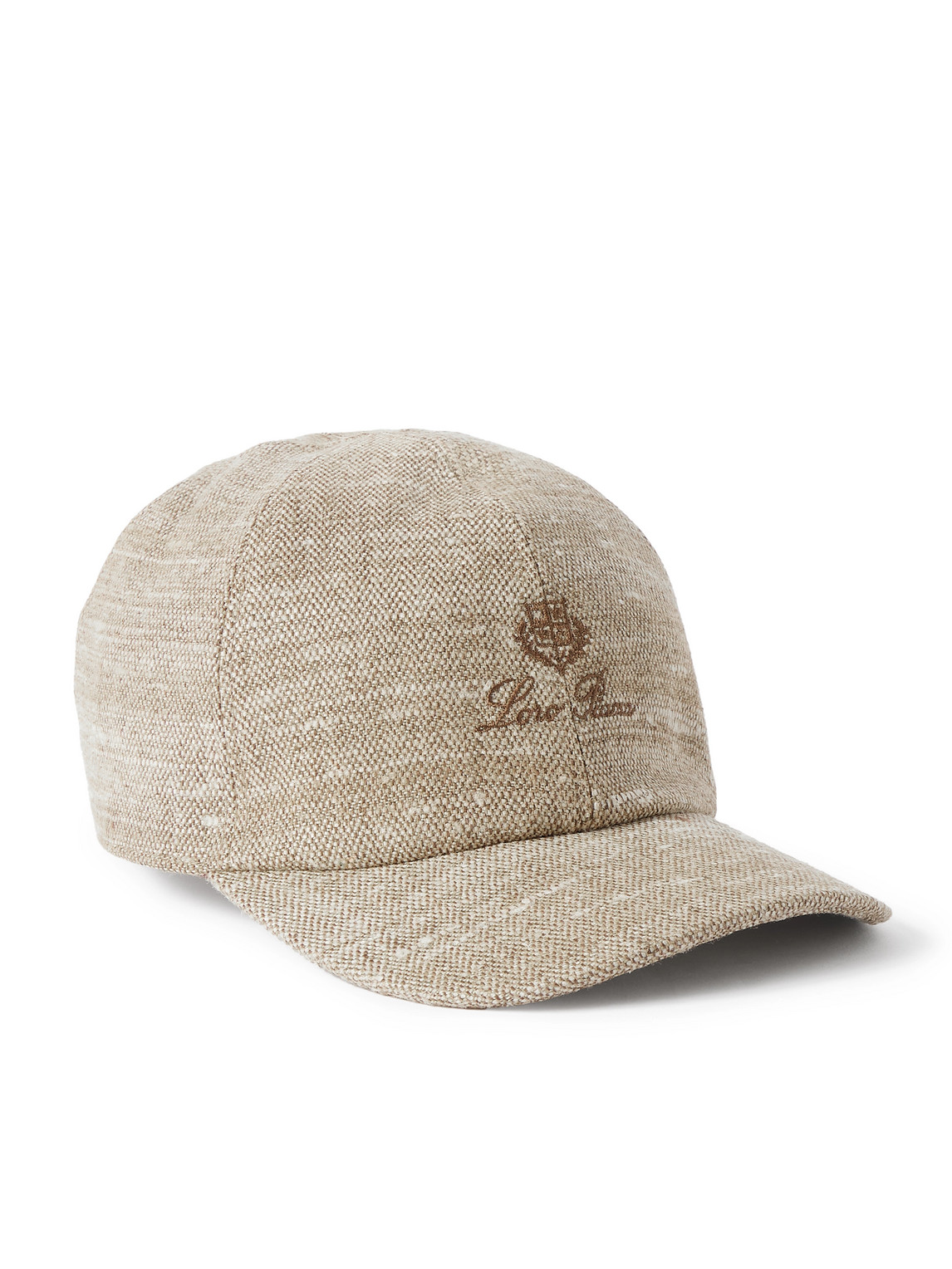 Loro Piana Logo-embroidered Rain System® Linen And Silk-blend Tweed Baseball Cap In Brown