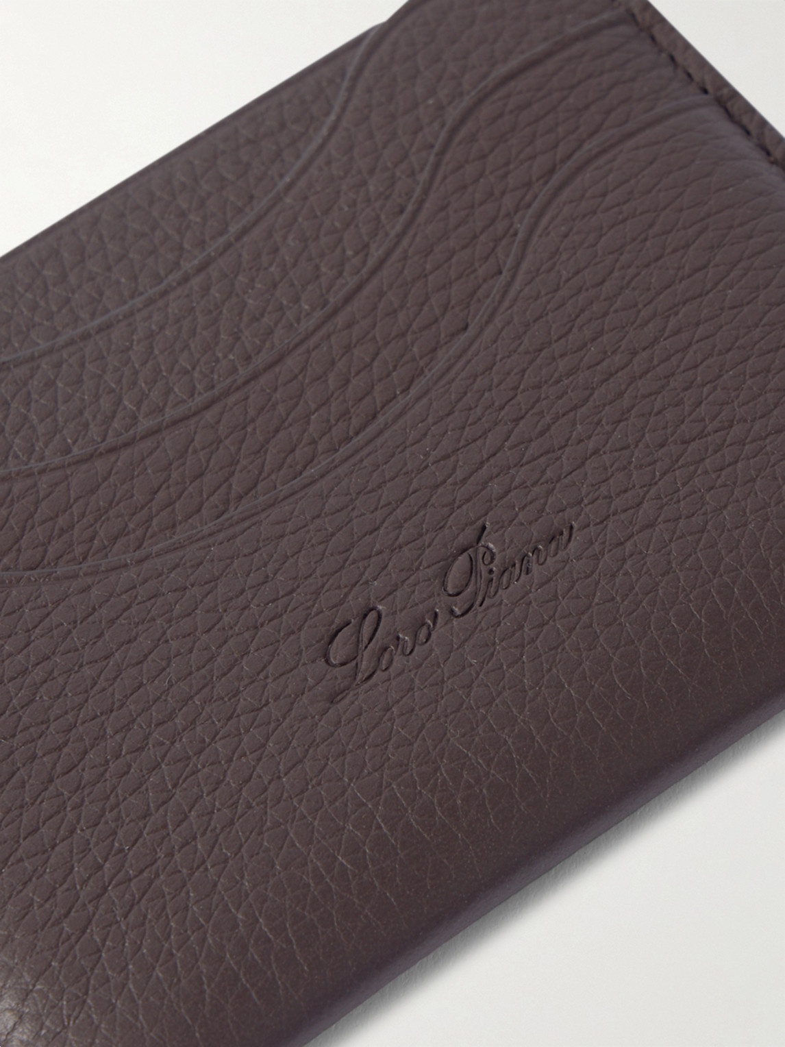 Loro Piana Logo-debossed Full-grain Leather Cardholder In Brown