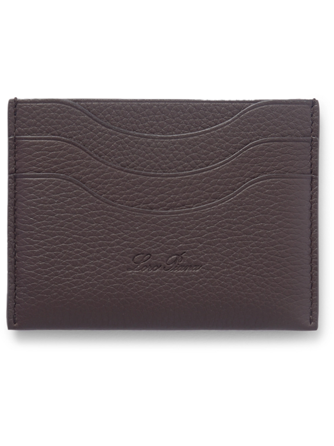 Loro Piana Logo-debossed Full-grain Leather Cardholder In Green