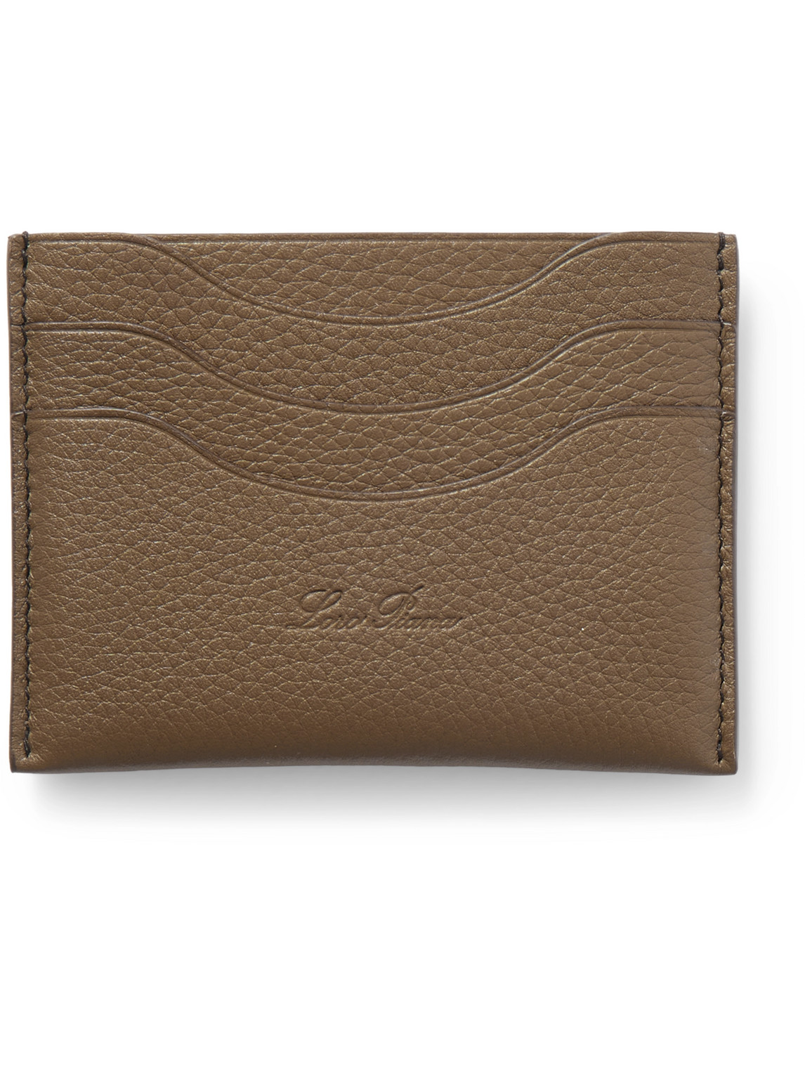 Loro Piana Logo-debossed Full-grain Leather Cardholder In Brown