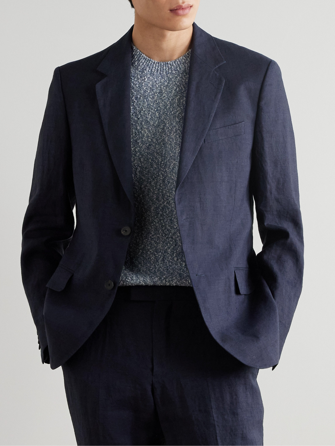  Mr P. - Regular-fit Linen Suit Jacket - Men - Blue - 36 