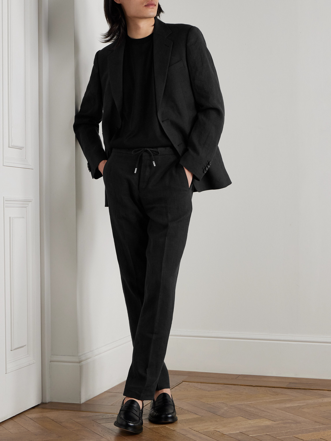 James Straight-Leg Linen Drawstring Trousers — 2