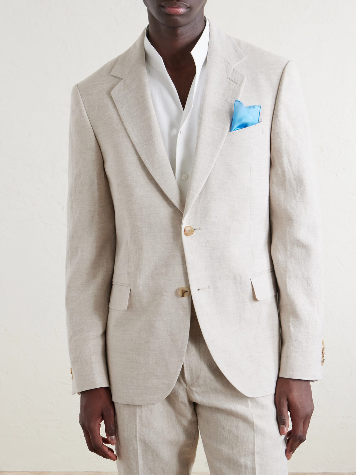  Mr P. - Slim-fit Linen Suit Jacket - Men - Neutrals - 36 