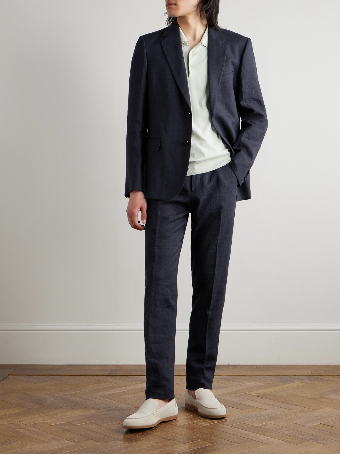 James Straight-Leg Linen Drawstring Trousers — 2