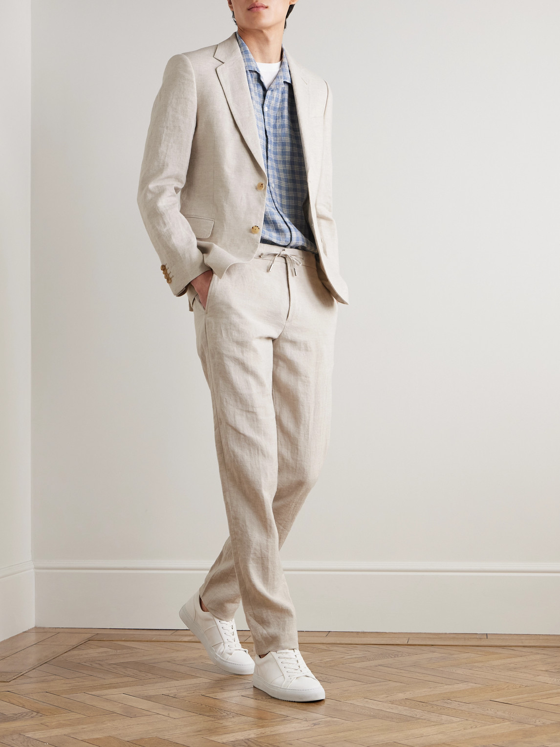 James Straight-Leg Linen Drawstring Trousers — 2