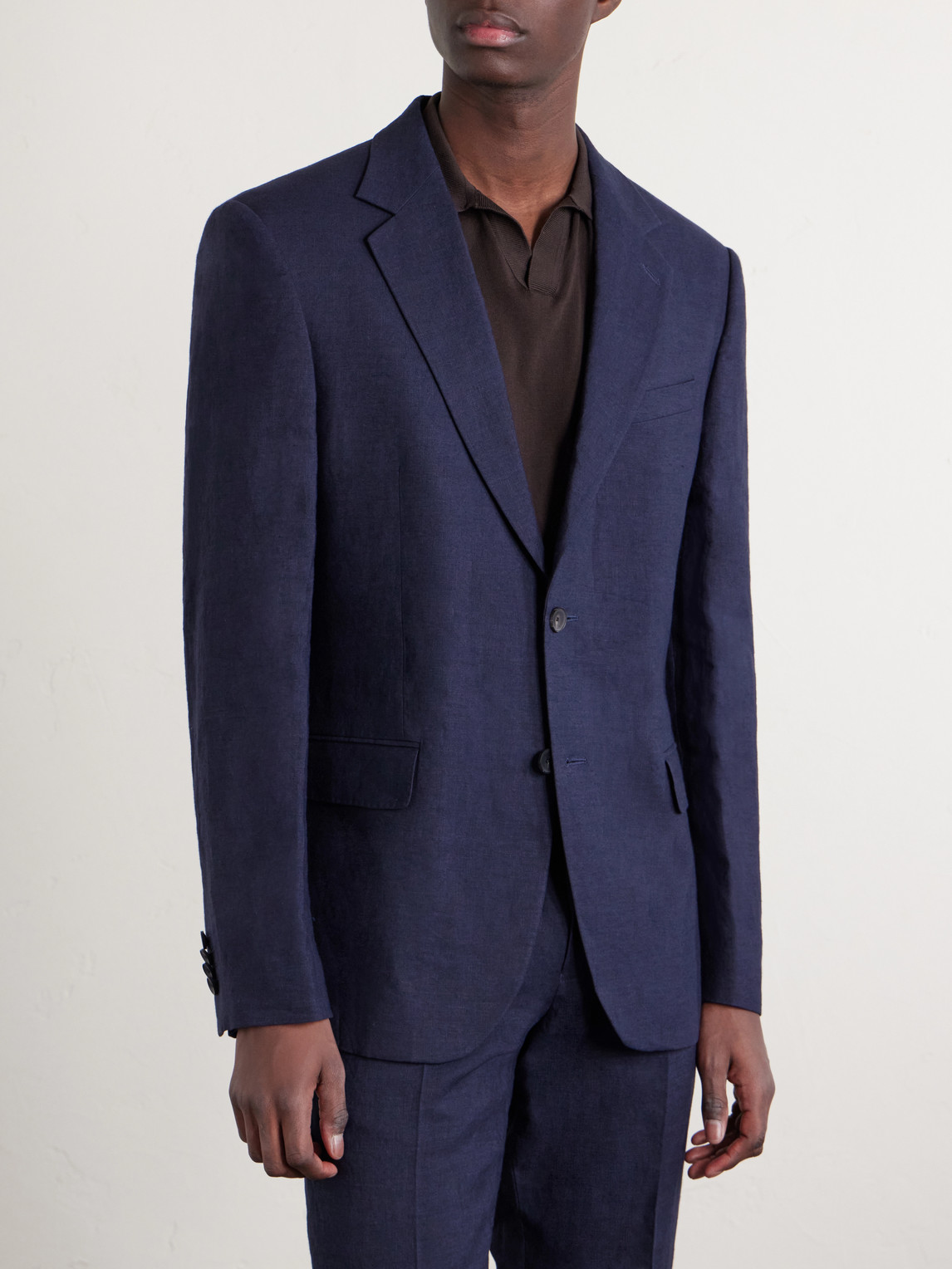  Mr P. - Slim-fit Linen Suit Jacket - Men - Blue - 36 