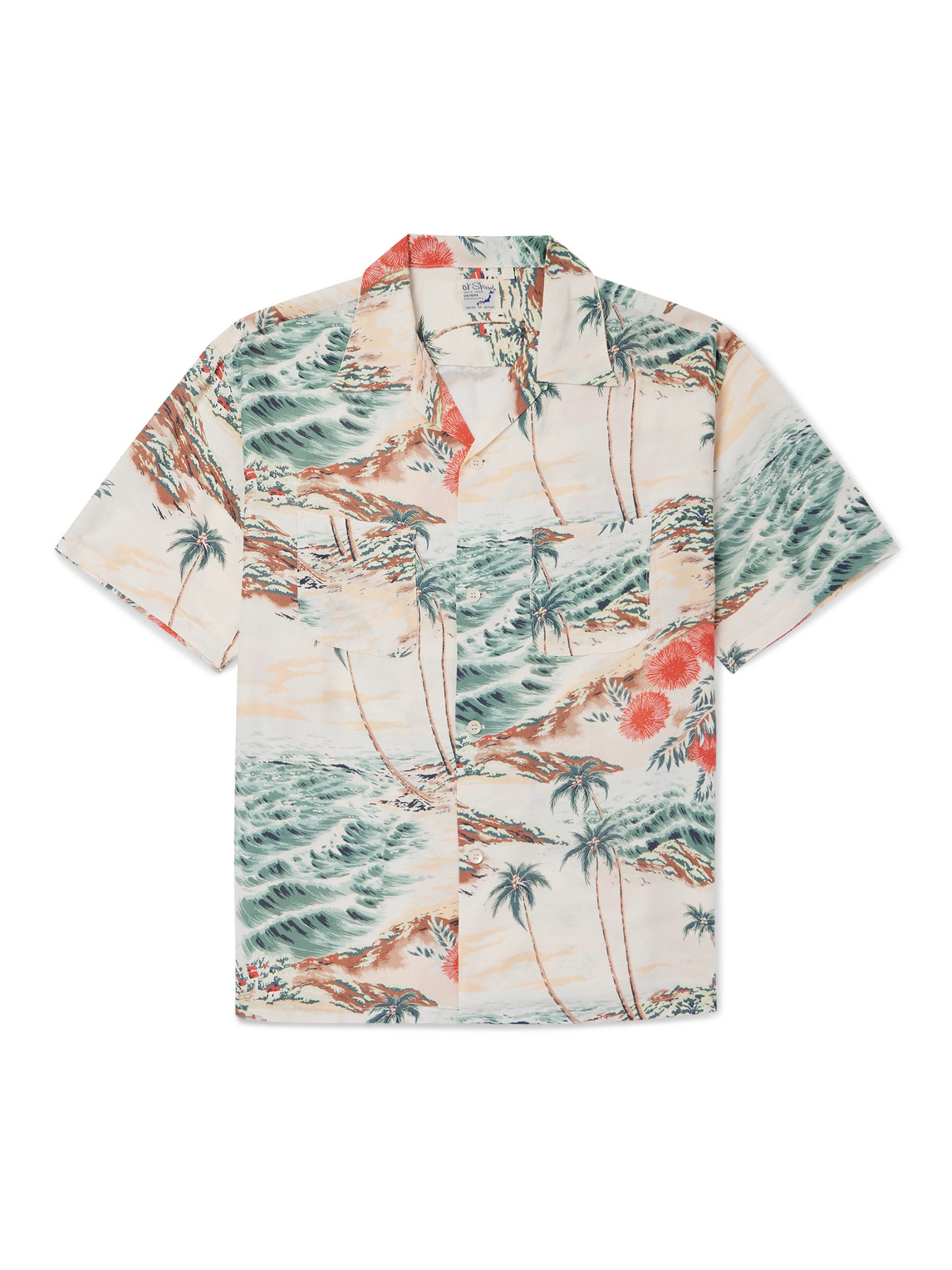 Orslow Convertible-collar Printed Poplin Shirt In Neutrals