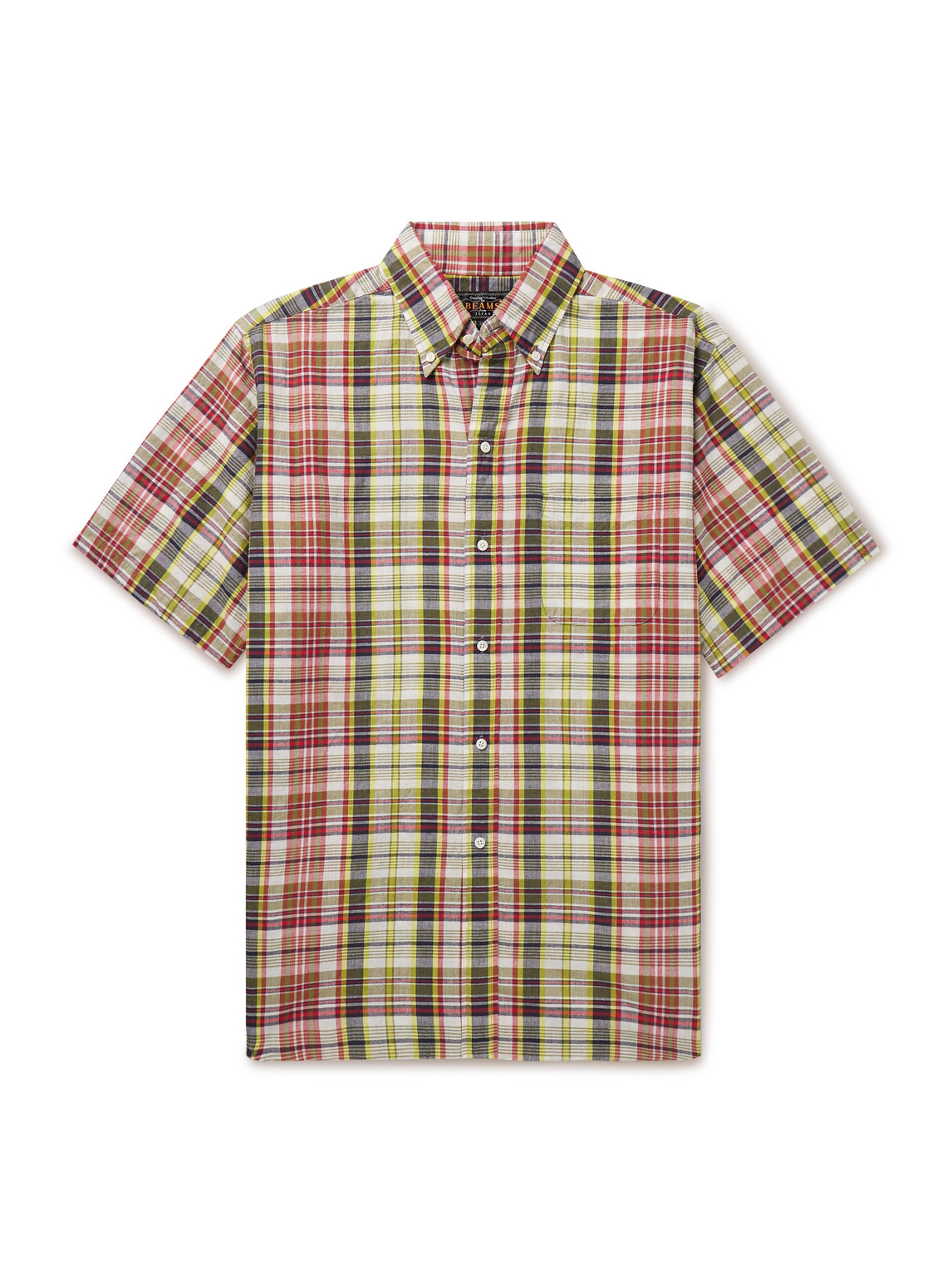 Button-Down Collar Checked Cotton-Madras Shirt